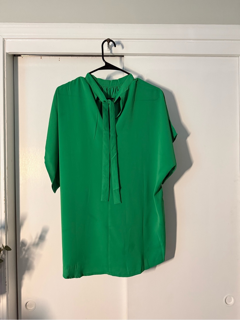 Women’s Green Pleated Mock-Neck Top
